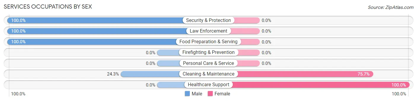 Services Occupations by Sex in Zip Code 62990