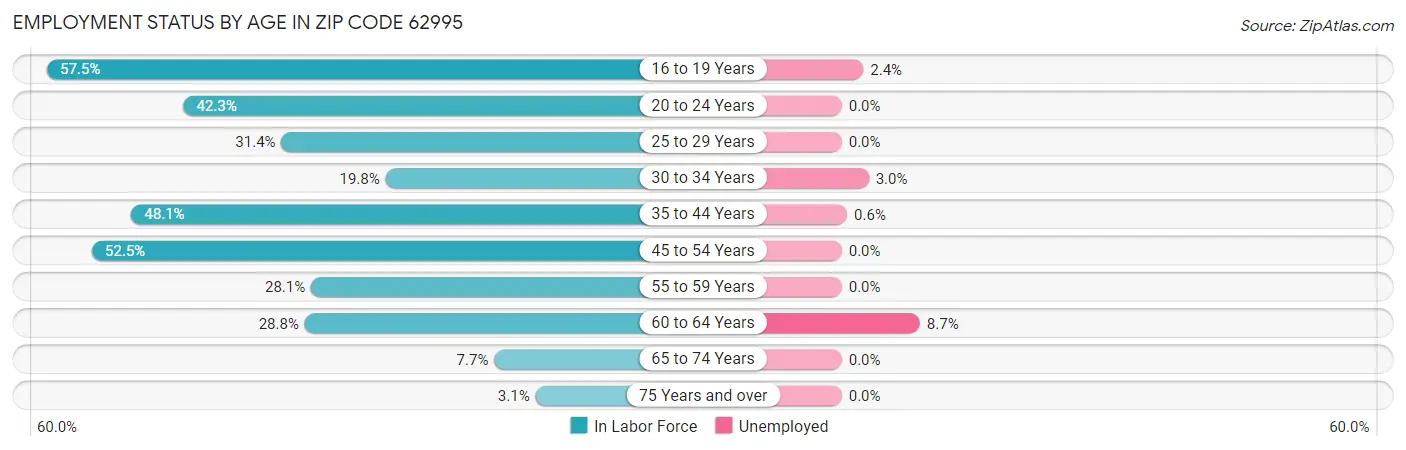 Employment Status by Age in Zip Code 62995