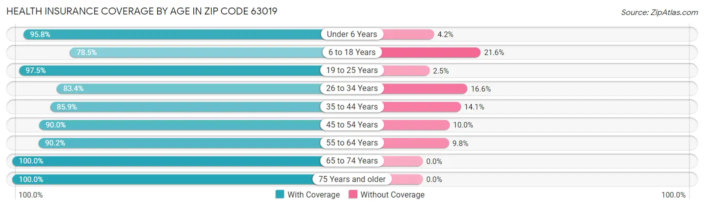 Health Insurance Coverage by Age in Zip Code 63019