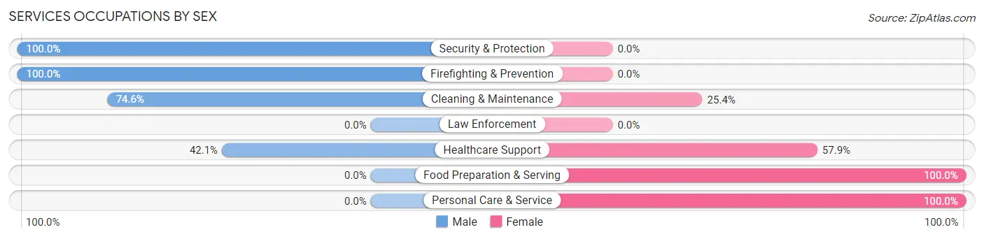 Services Occupations by Sex in Zip Code 63023
