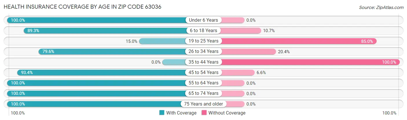 Health Insurance Coverage by Age in Zip Code 63036