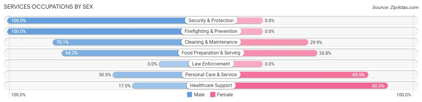 Services Occupations by Sex in Zip Code 63044