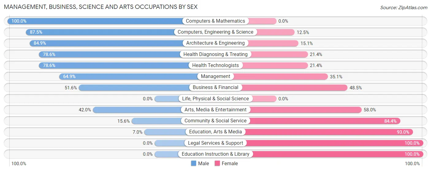 Management, Business, Science and Arts Occupations by Sex in Zip Code 63070