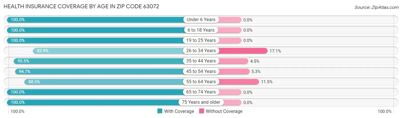 Health Insurance Coverage by Age in Zip Code 63072