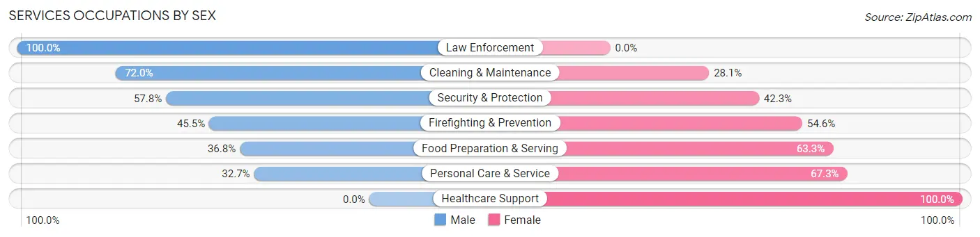 Services Occupations by Sex in Zip Code 63074