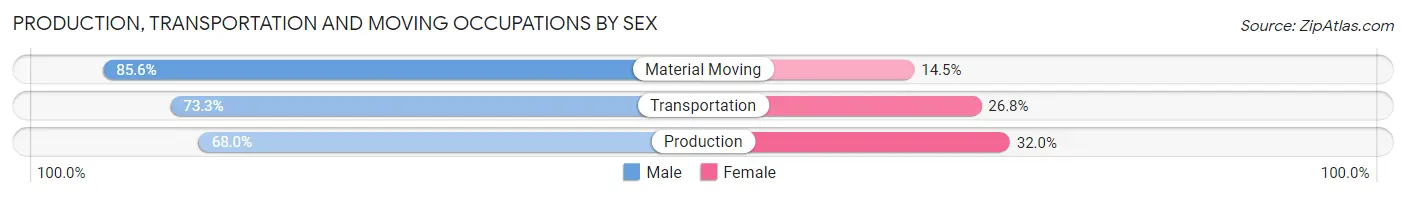 Production, Transportation and Moving Occupations by Sex in Zip Code 63077