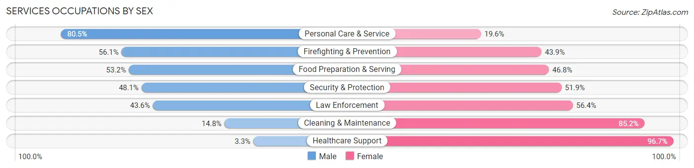 Services Occupations by Sex in Zip Code 63106