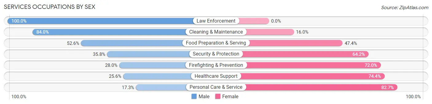 Services Occupations by Sex in Zip Code 63112