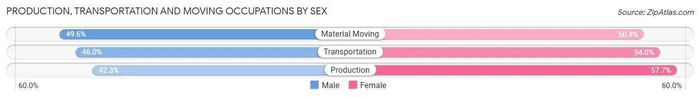Production, Transportation and Moving Occupations by Sex in Zip Code 63113