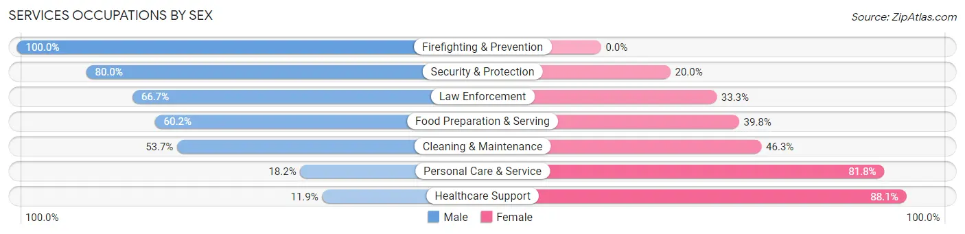 Services Occupations by Sex in Zip Code 63143