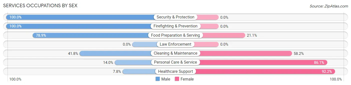 Services Occupations by Sex in Zip Code 63147