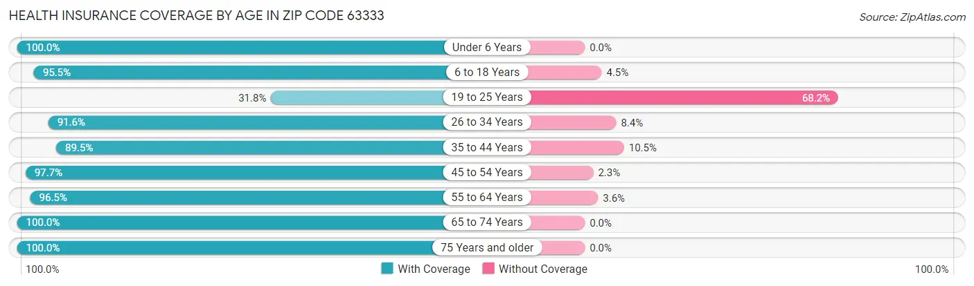 Health Insurance Coverage by Age in Zip Code 63333