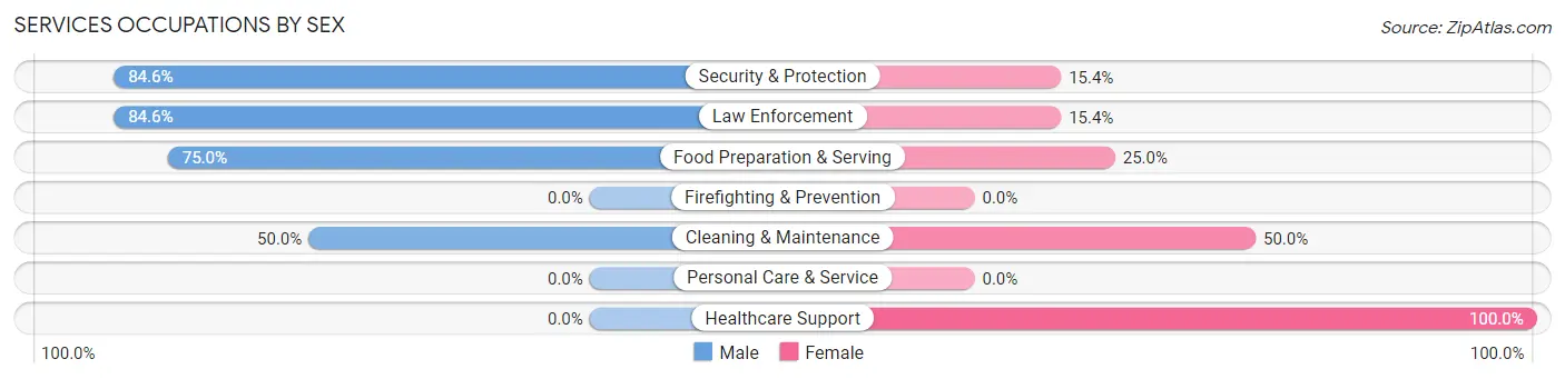 Services Occupations by Sex in Zip Code 63339