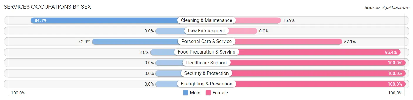 Services Occupations by Sex in Zip Code 63344