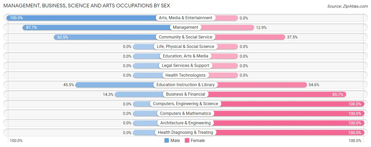 Management, Business, Science and Arts Occupations by Sex in Zip Code 63349