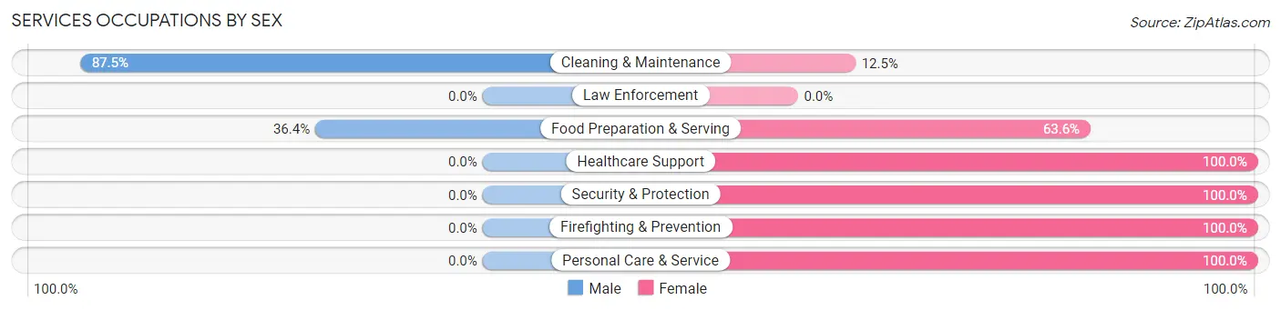 Services Occupations by Sex in Zip Code 63351