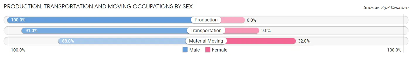 Production, Transportation and Moving Occupations by Sex in Zip Code 63353
