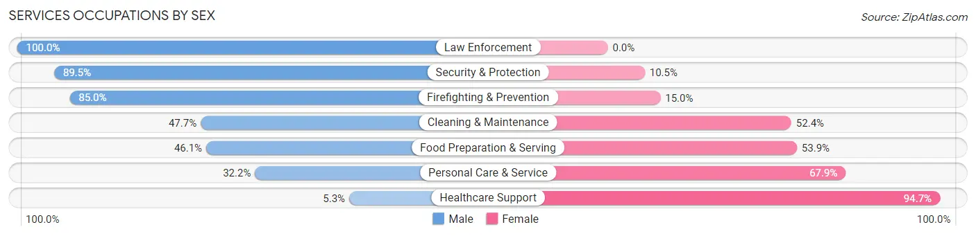 Services Occupations by Sex in Zip Code 63368