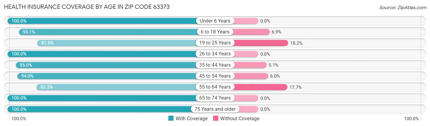 Health Insurance Coverage by Age in Zip Code 63373