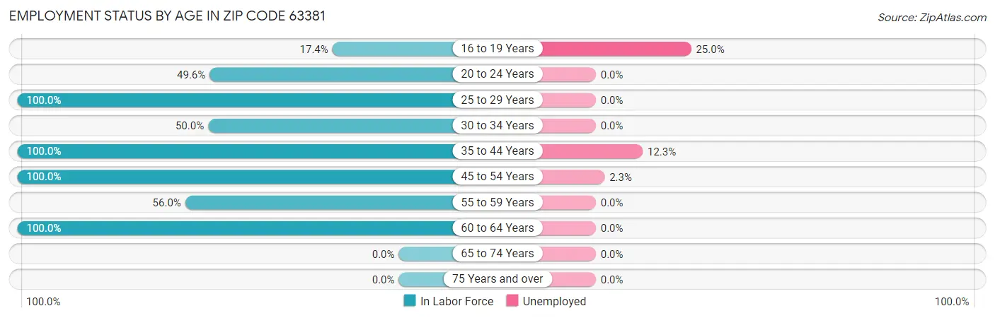 Employment Status by Age in Zip Code 63381