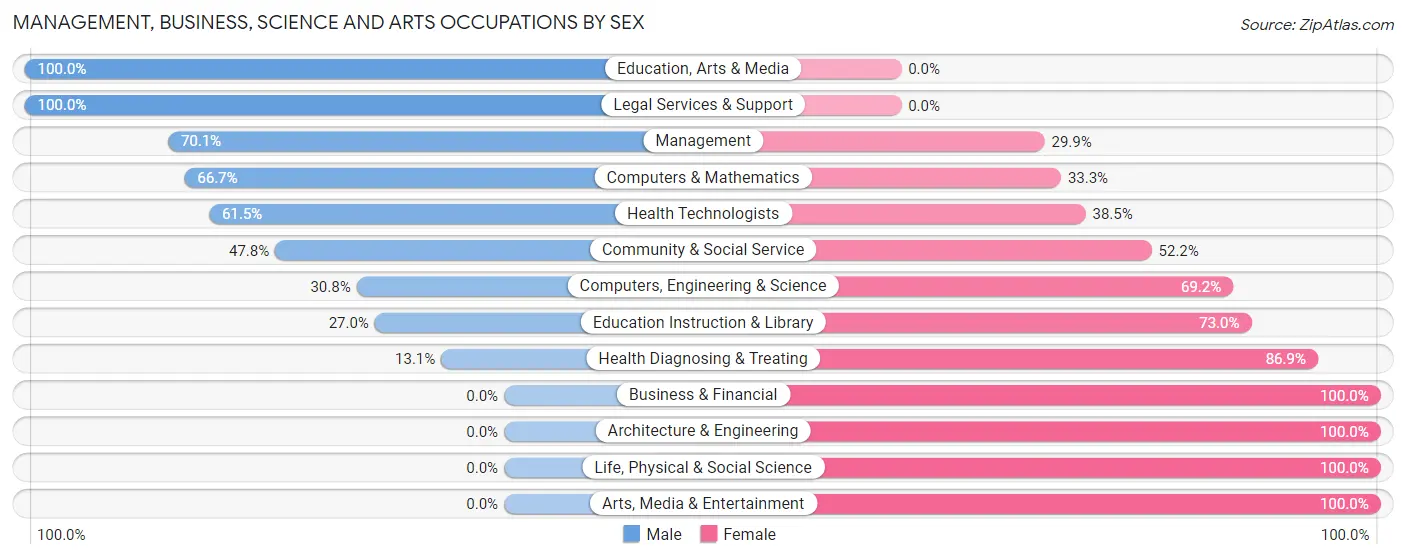 Management, Business, Science and Arts Occupations by Sex in Zip Code 63382