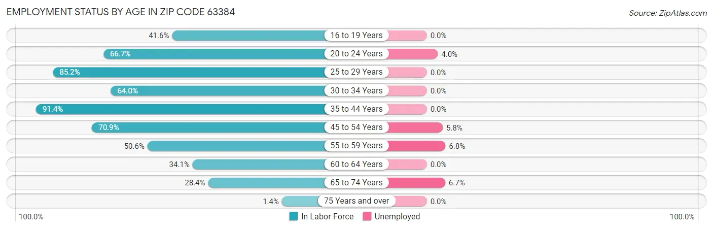 Employment Status by Age in Zip Code 63384