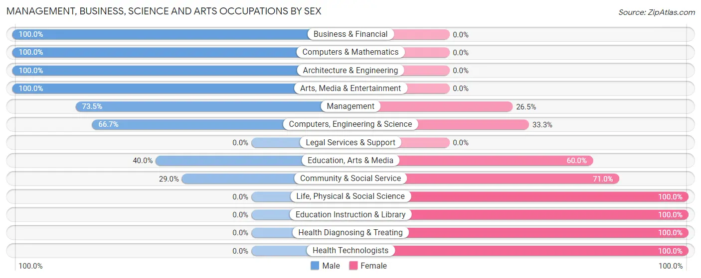 Management, Business, Science and Arts Occupations by Sex in Zip Code 63384