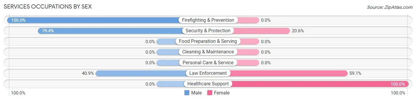 Services Occupations by Sex in Zip Code 63388