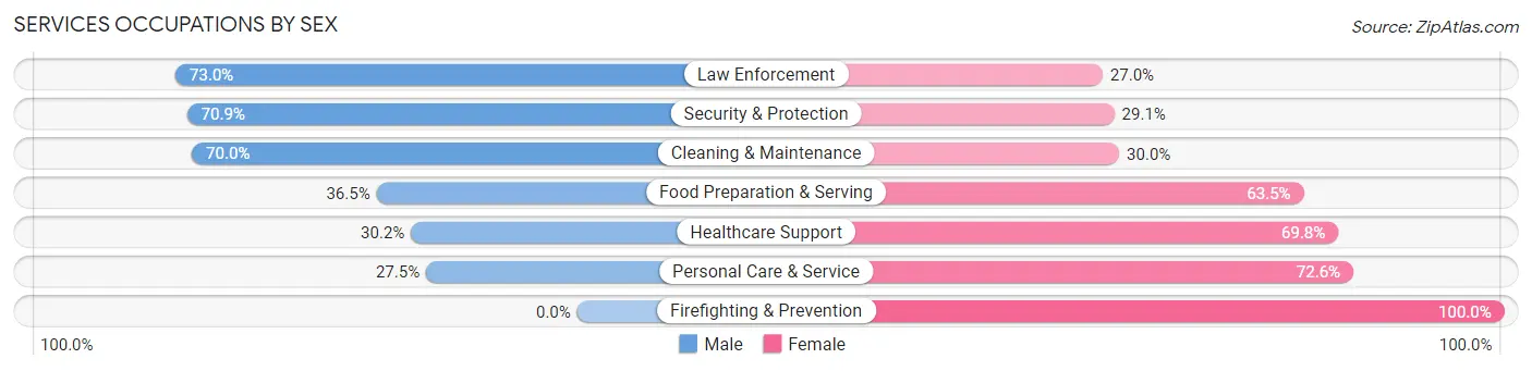 Services Occupations by Sex in Zip Code 63401