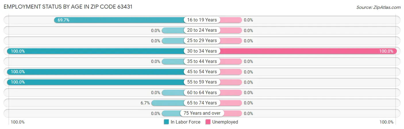 Employment Status by Age in Zip Code 63431