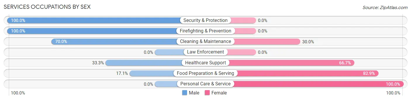 Services Occupations by Sex in Zip Code 63434