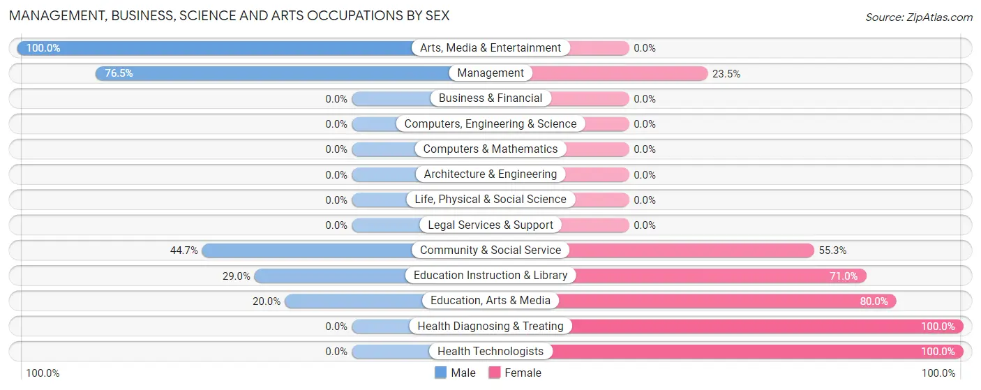Management, Business, Science and Arts Occupations by Sex in Zip Code 63447