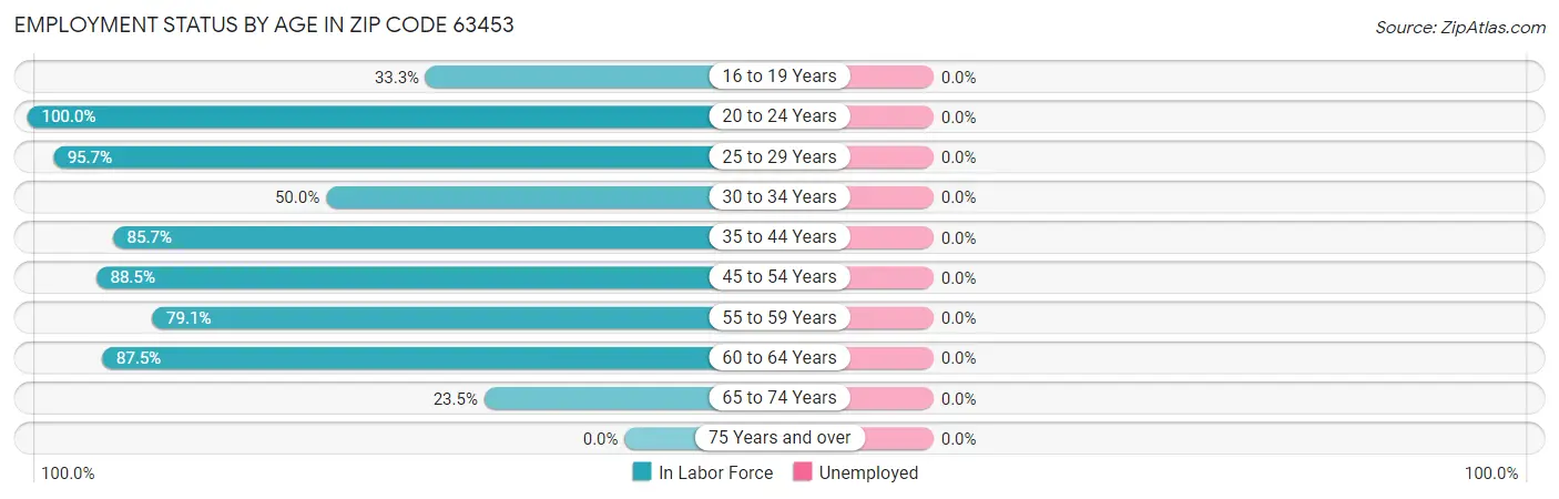 Employment Status by Age in Zip Code 63453