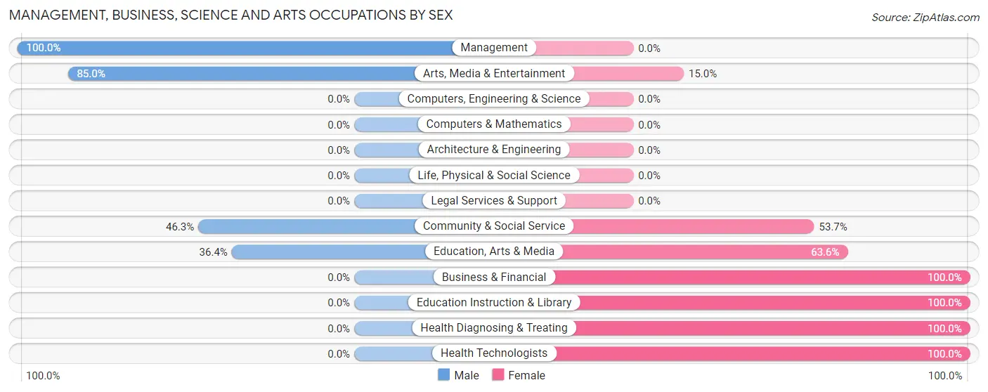 Management, Business, Science and Arts Occupations by Sex in Zip Code 63454