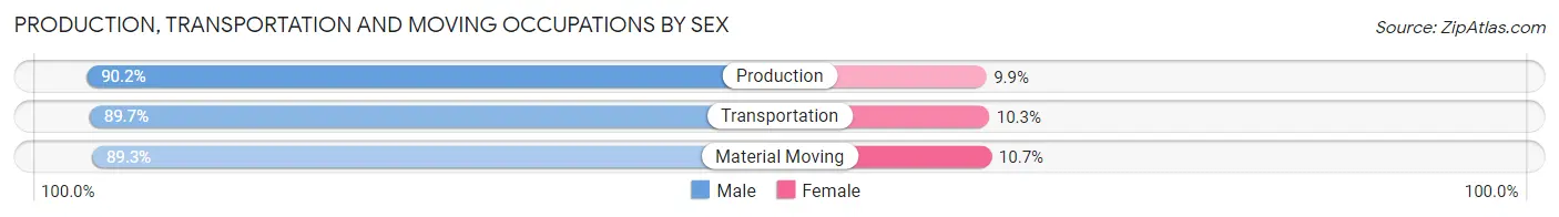 Production, Transportation and Moving Occupations by Sex in Zip Code 63461