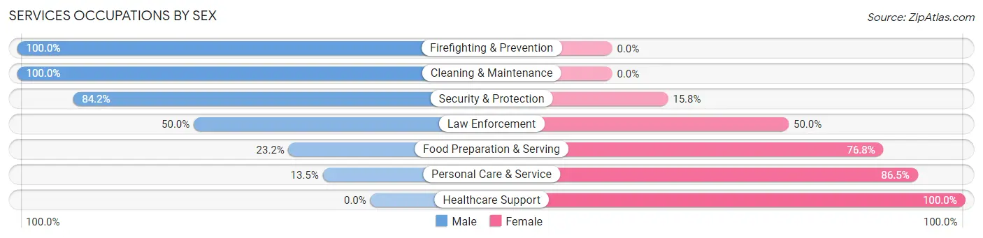 Services Occupations by Sex in Zip Code 63461