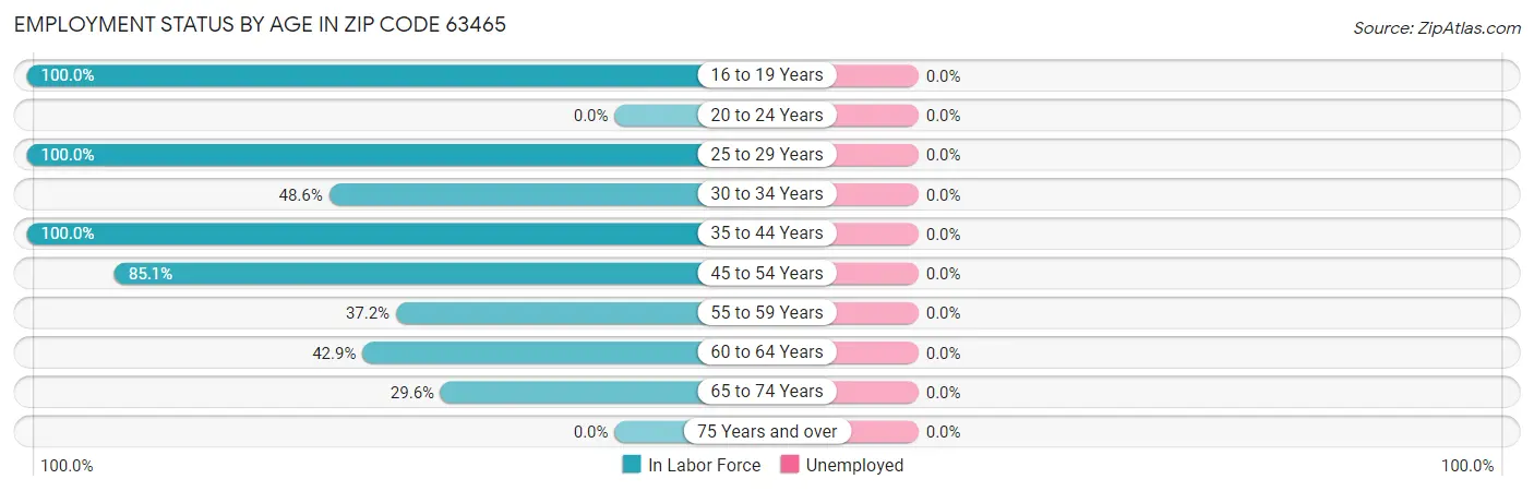 Employment Status by Age in Zip Code 63465