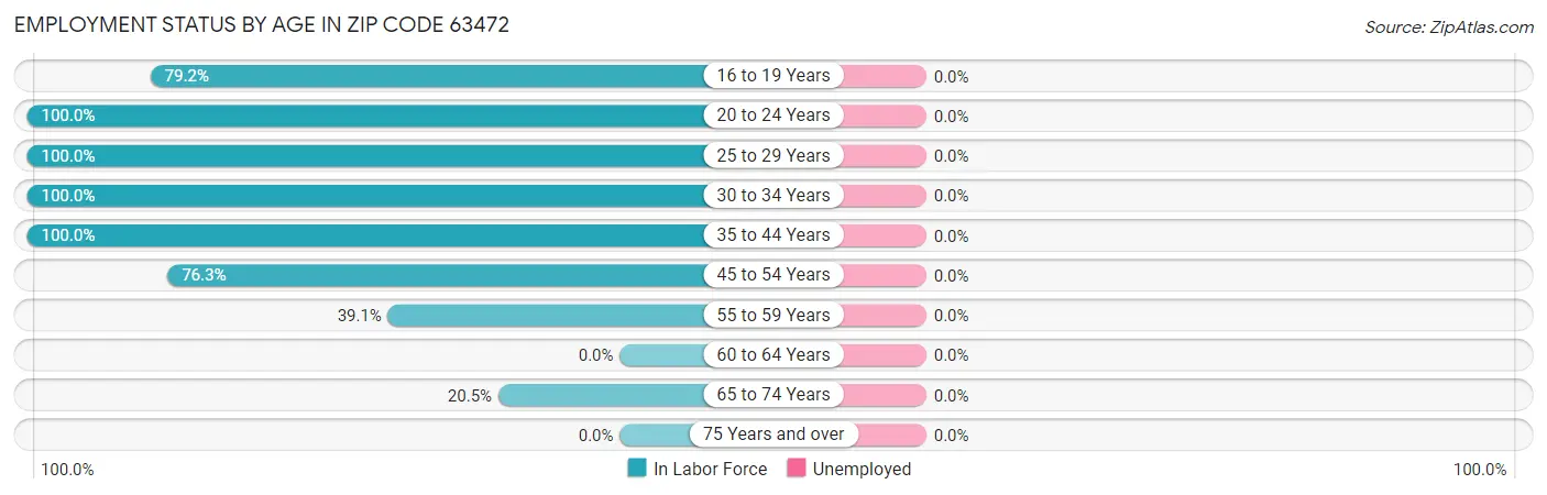 Employment Status by Age in Zip Code 63472