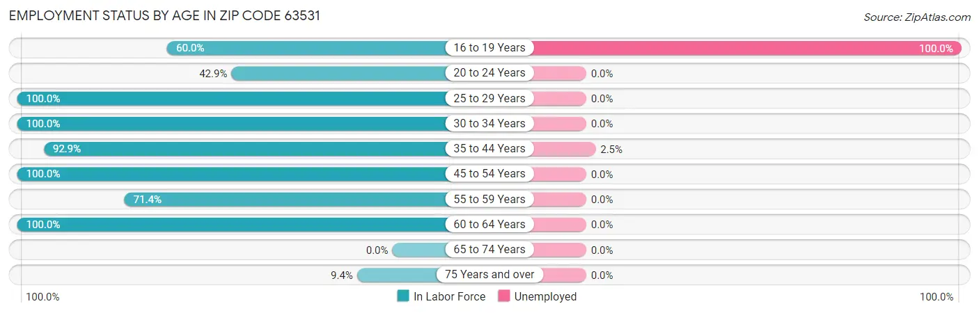 Employment Status by Age in Zip Code 63531