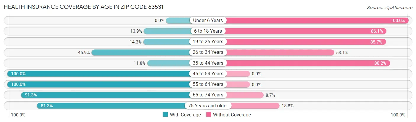 Health Insurance Coverage by Age in Zip Code 63531