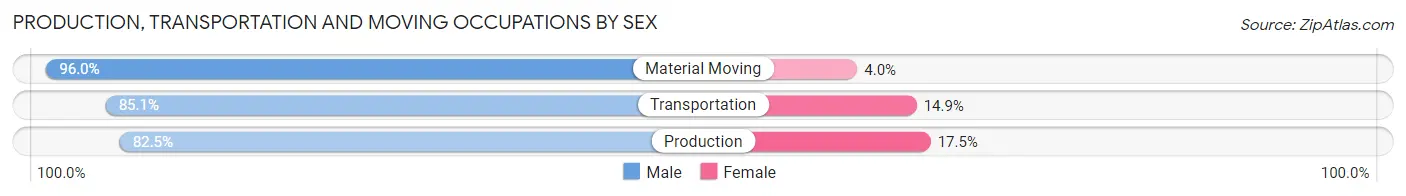 Production, Transportation and Moving Occupations by Sex in Zip Code 63532