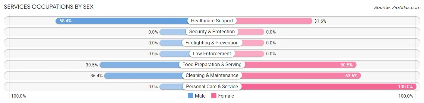 Services Occupations by Sex in Zip Code 63532