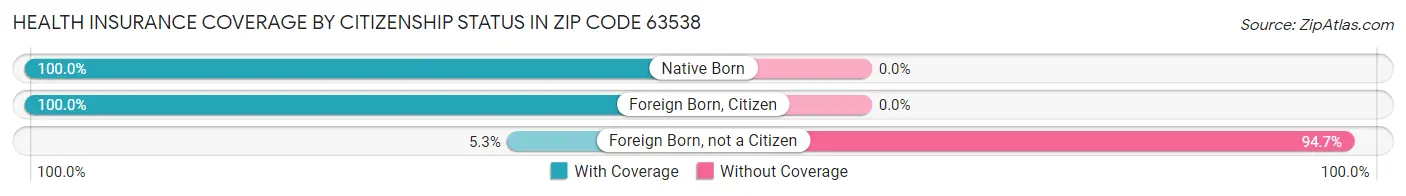 Health Insurance Coverage by Citizenship Status in Zip Code 63538