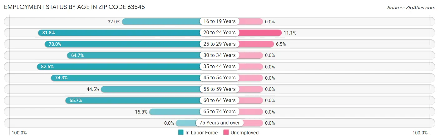 Employment Status by Age in Zip Code 63545