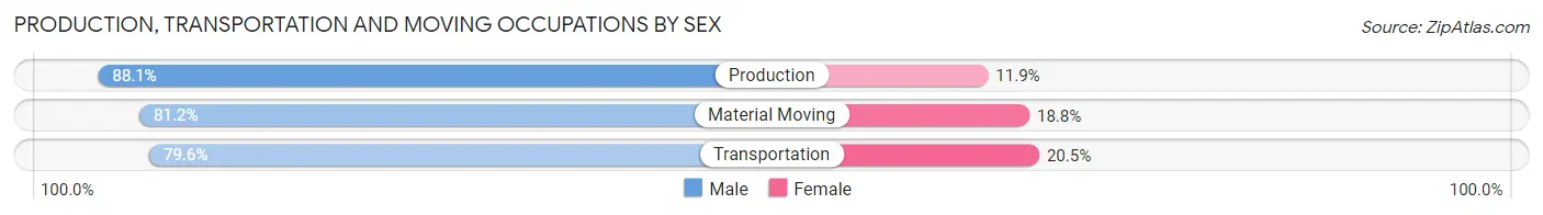 Production, Transportation and Moving Occupations by Sex in Zip Code 63549