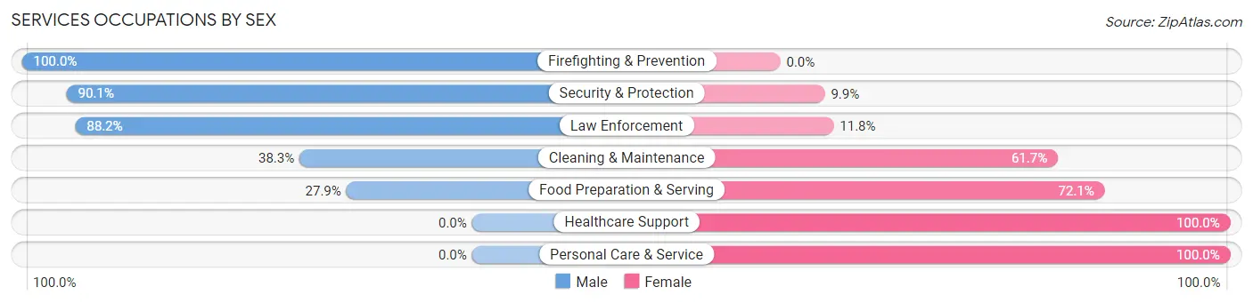 Services Occupations by Sex in Zip Code 63552