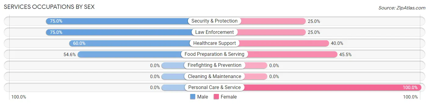 Services Occupations by Sex in Zip Code 63561