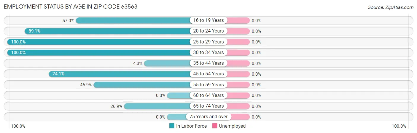 Employment Status by Age in Zip Code 63563