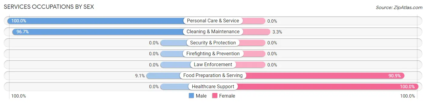 Services Occupations by Sex in Zip Code 63627