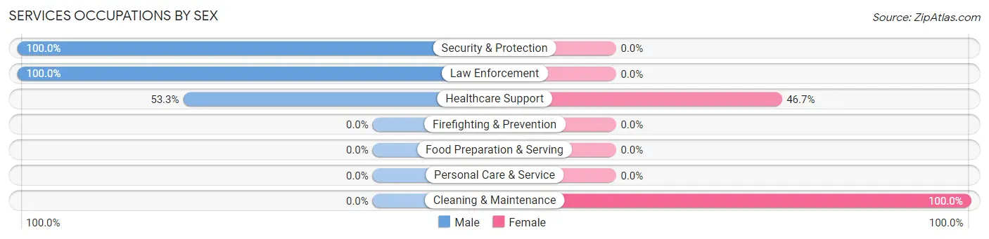 Services Occupations by Sex in Zip Code 63633